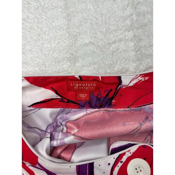 NEW Signature by Sangria Sheath Dress 12 Sleeveless Red White Floral Tropical - Picture 5 of 7